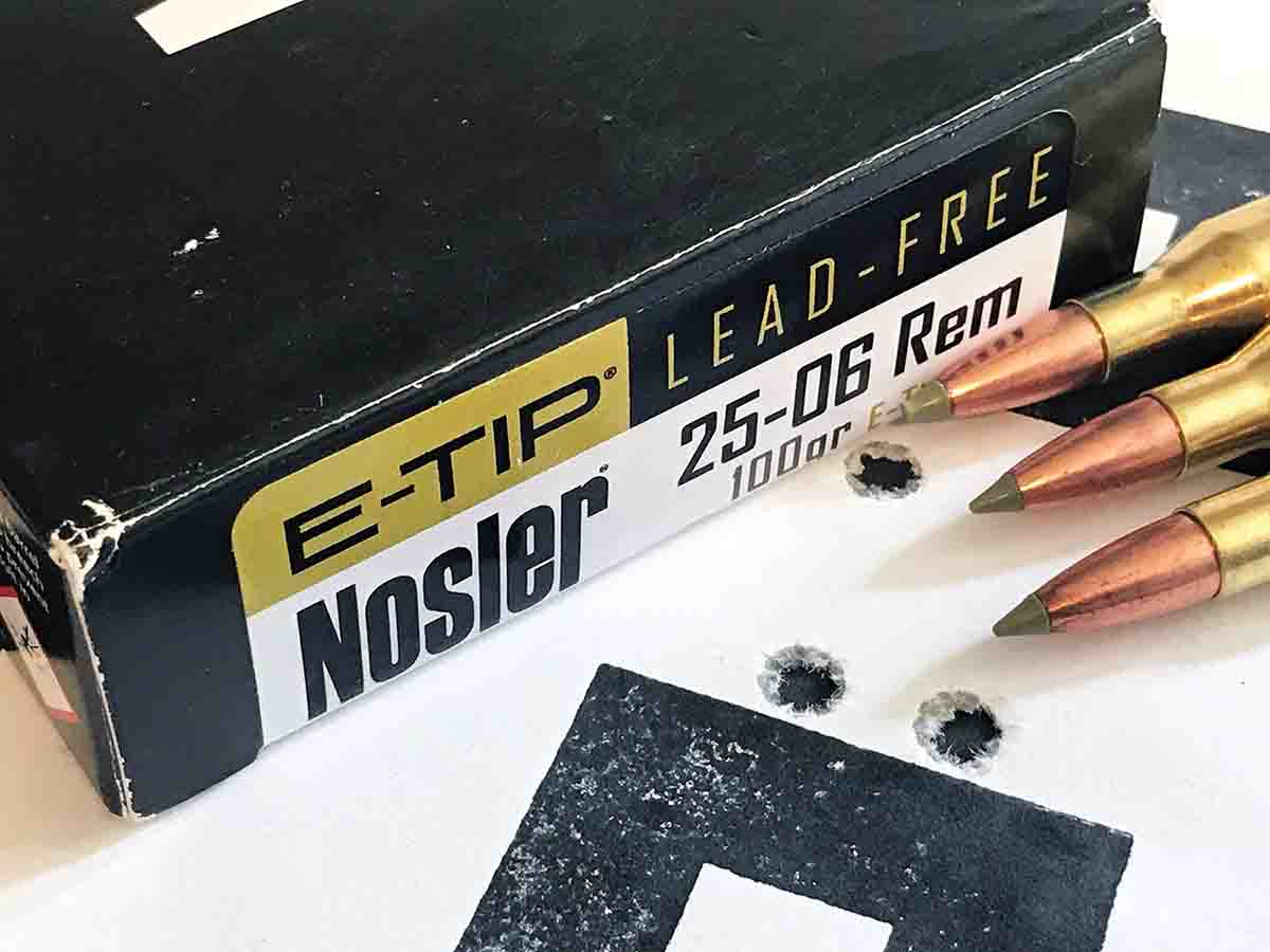 This group was shot with Nosler factory loads using 100-grain E-Tip bullets.